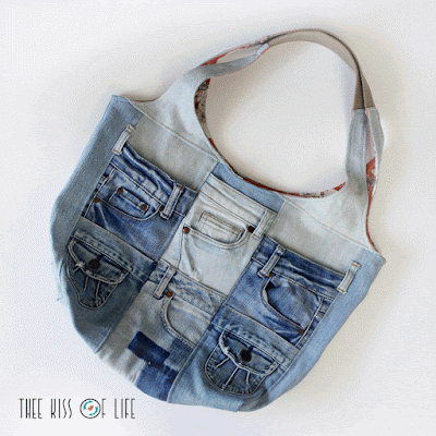 New in thee Shop: Upcycled Denim Pocket Patchwork Tote Bags | thee Kiss ...