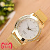 Crystal Golden Stainless Steel Analog Quartz Wristwatch