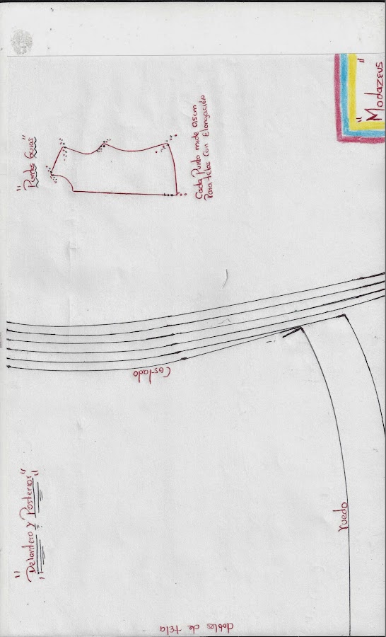 molde blusa para niñas parte costados