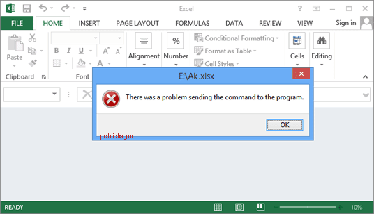 Fix "There was a problem sending the command to the program" error in Excel and Word
