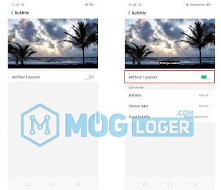 aktifkan layanan subtitle oppo