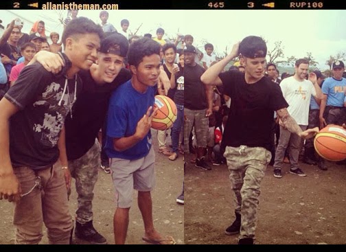 Justin Bieber plays basketball with Tacloban youth