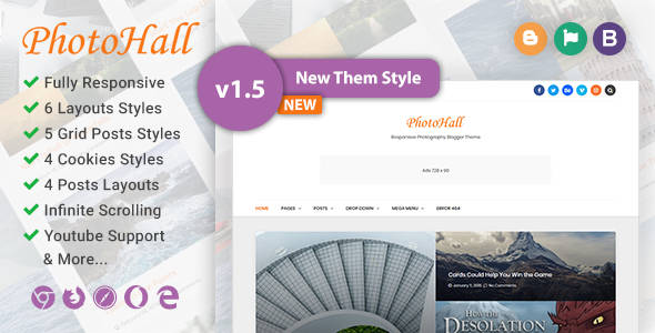PhotoHall Responsive Photography Blogger Theme
