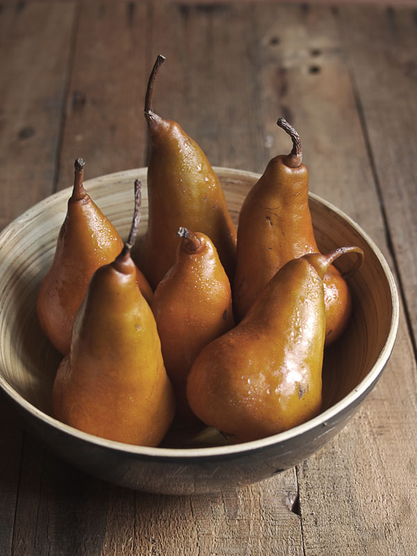 Ribbon And Circus Poached Pear in Cage {Bosc Pear}