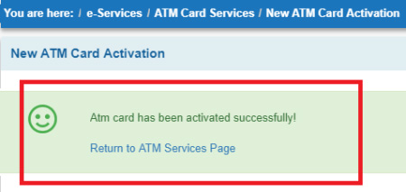 ATM card activate