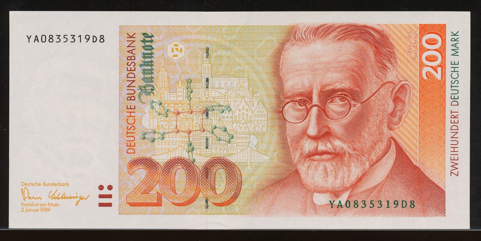 Germany 200 Deutsche Mark banknote 1989 Paul Ehrlich|World Banknotes