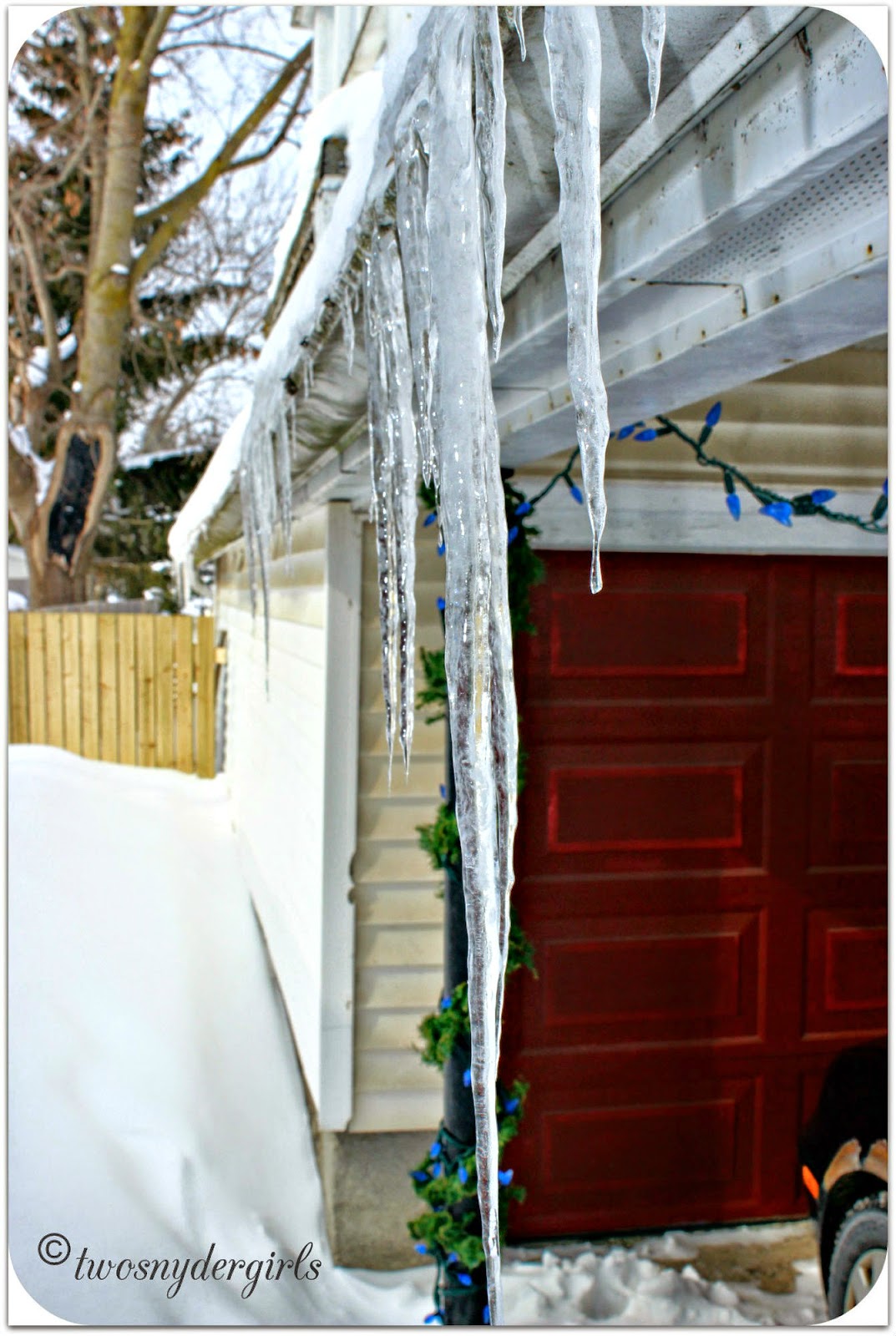 Ice hanging from a roof