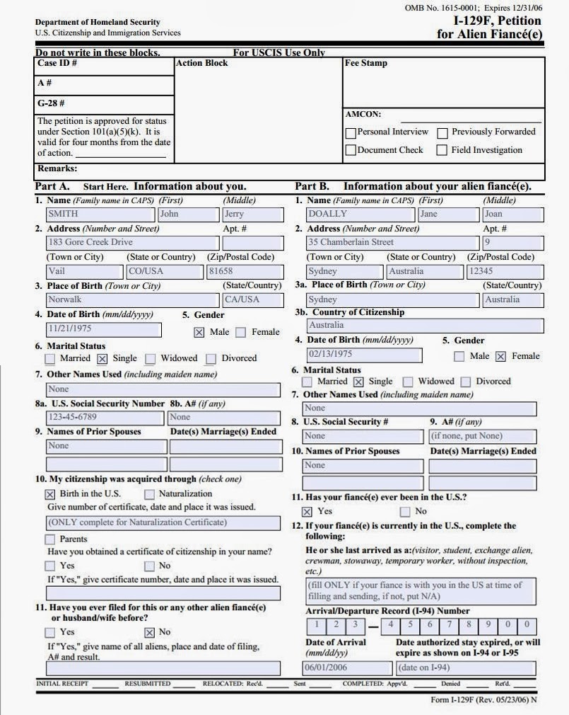 Printable Fiance Visa Application Form - Printable Forms Free Online