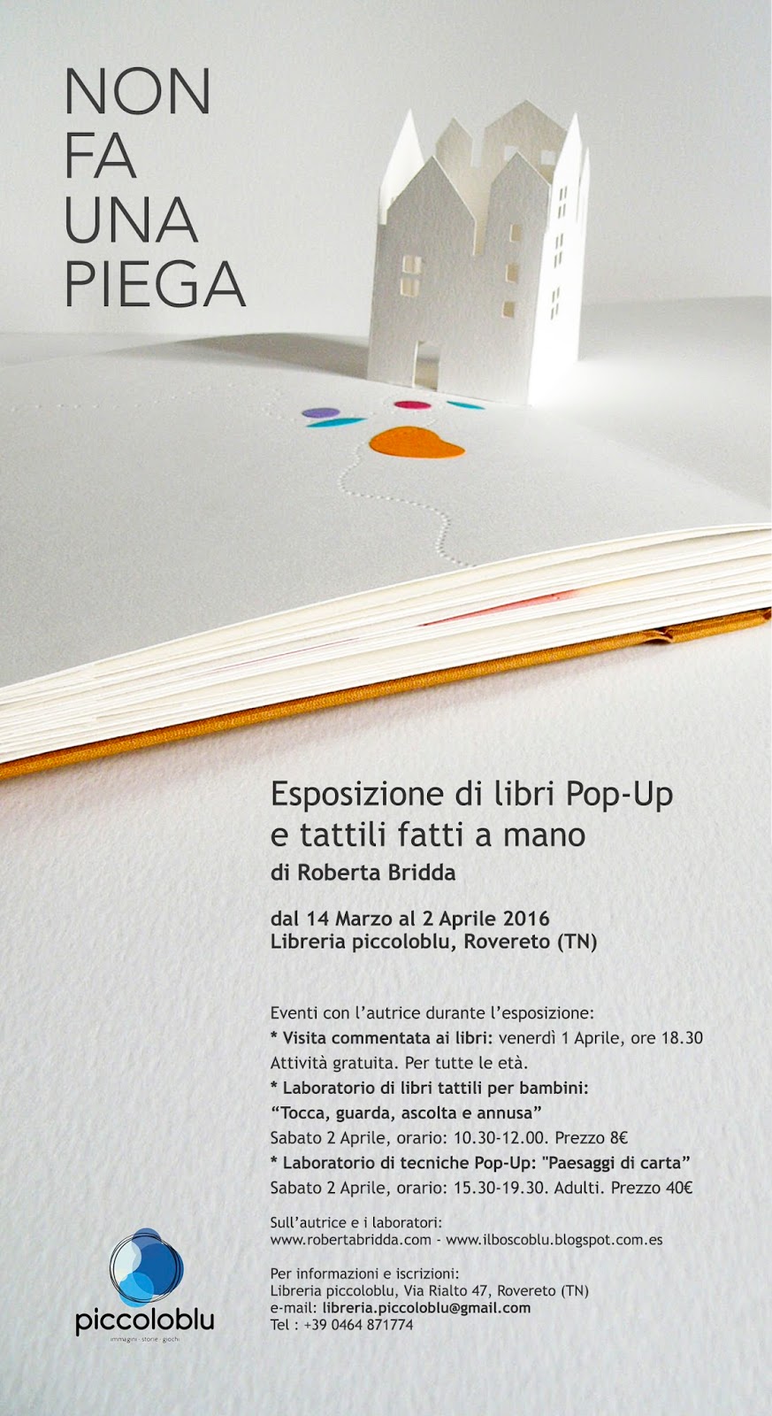 ilboscoblu: Non fa una piega - Expo di libri Pop-Up e tattili fatti a  mano a Rovereto (Trento-Italia)
