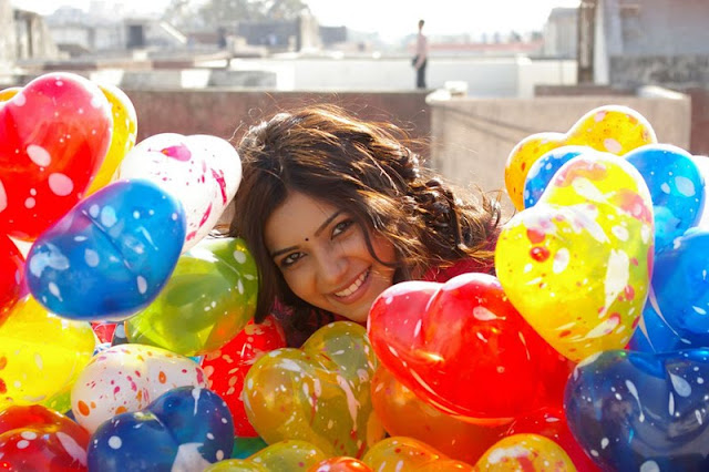 samantha with colorful balloons hot images