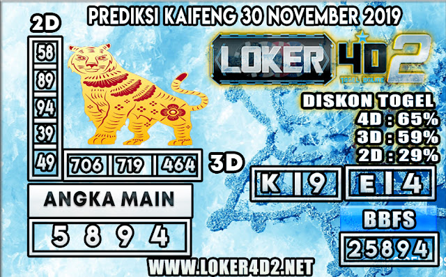 PREDIKSI TOGEL KAIFENG POOLS LOKER4D2 30 NOVEMBER 2019