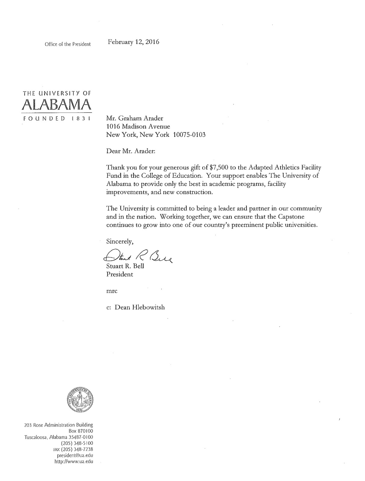 graham arader a nice letter from the president of the university of letter from the president