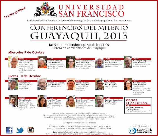 USFQ celebra a Guayaquil con 15 espectaculares "Conferencias del Milenio": 9-11 Octubre, Centro de Convenciones de Guayaquil 