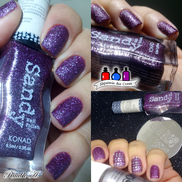 Konad Sandy Glitter Purple, Esmalte Texturizado, Roxo, Liquid Sand, Konad M100, unhas carimbadas, Raabh A. 