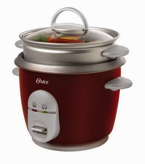 Oster 4722 6-Cup (Cooked) Rice Cooker with Steaming Tray, Red
