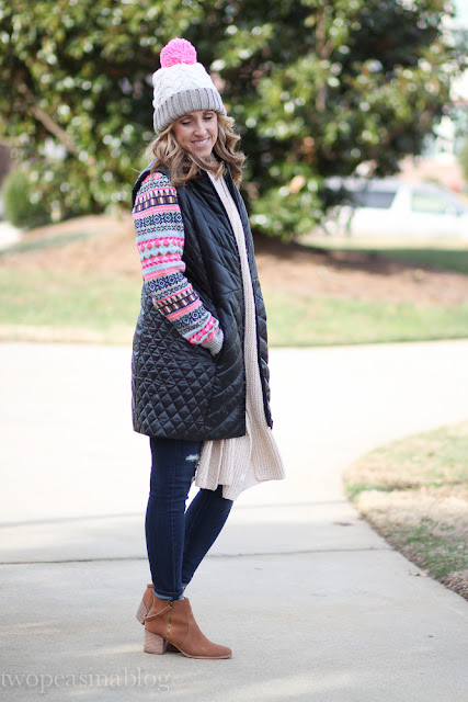Two Peas in a Blog: Long Black Puffer Vest + End of Year Sales