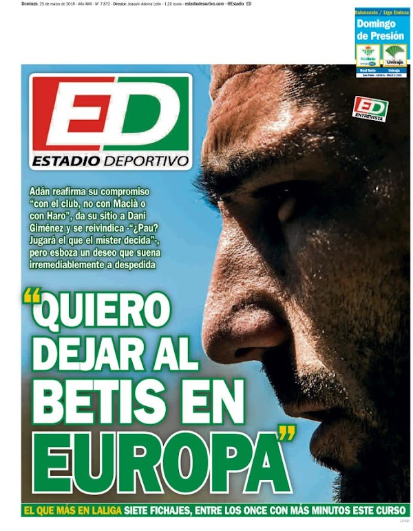 Adán, Estadio Deportivo: "Quiero dejar al Betis en Europa"