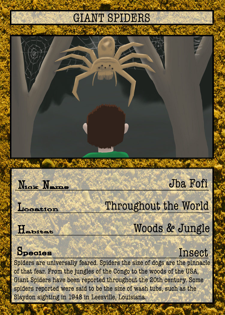Cryptid Quest Card 42 Giant Spiders