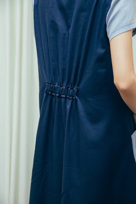 最美的夜 短袖拼接長洋裝天色藍