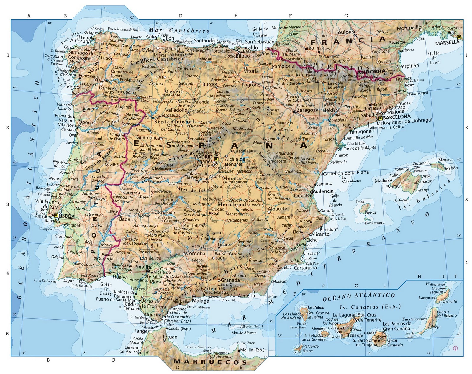 Ciencias Sociales 1º Ccss Tema 6 Mapa Físico De España