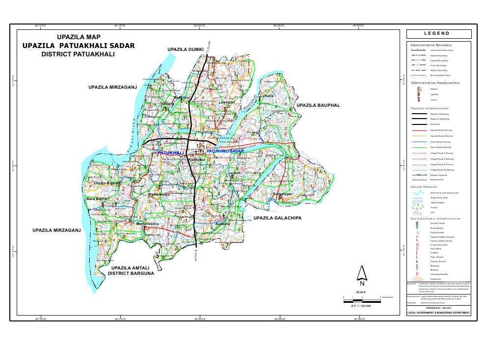 Patuakhali Sadar Upazila Map Patuakhali District Bangladesh
