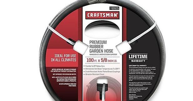 50' Craftsman 5/8" All Rubber Garden Hose with Lifetime Warranty $17.99