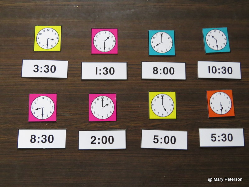Games For Learning Clocks and Time to Half Hour Match Up