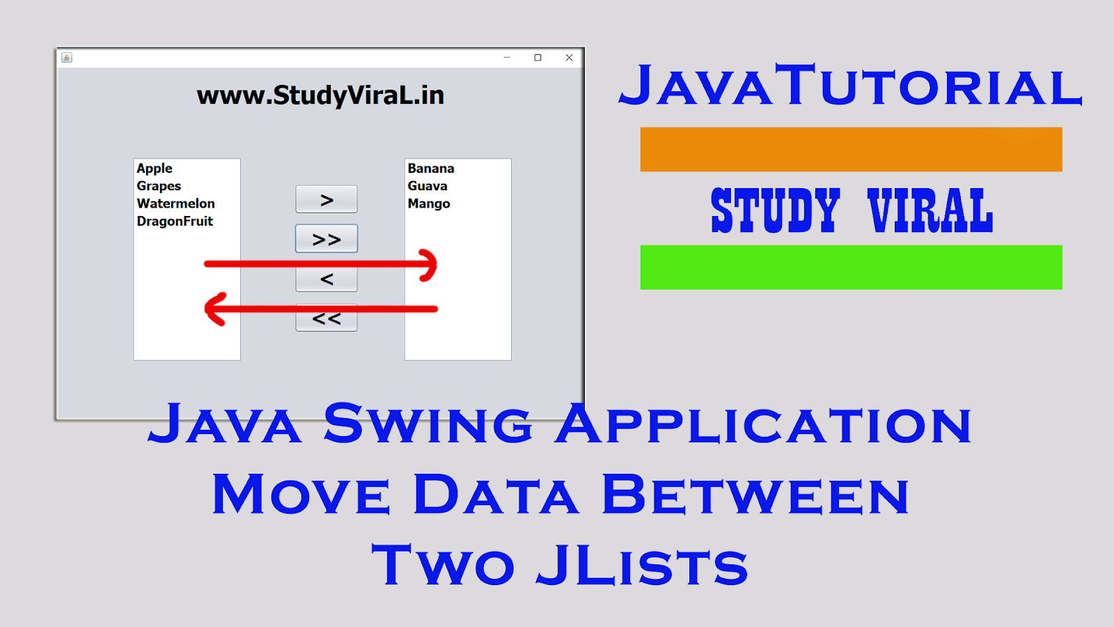 Java Swing Application Moving Selected Data Between Two JList Study