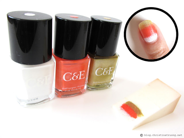Candy Corn Nails Candy Corn Halloween Inspired Nail Art using Crabtree and Evelyn