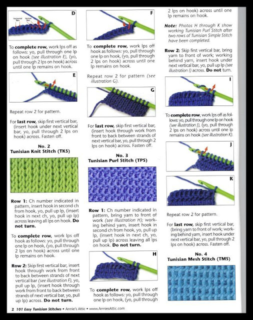 Crochet Knitting Handicraft: easy tunsian stitches