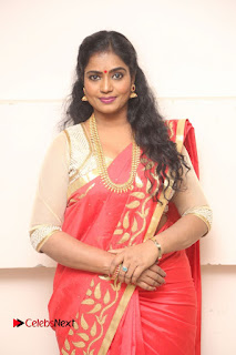 Actress Jayavani Stills in Red Saree at Intlo Deyyam Nakem Bhayam Trailer Launch  0002