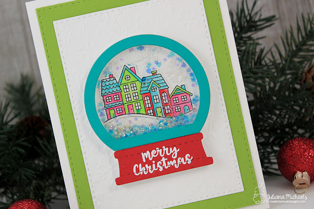Detail image - Merry Christmas Snow Globe Shaker Card by Juliana Michaels featuring Snow Globe Scenes Stamp Set and Snow Globe Shaker Die by Newton's Nook Designs