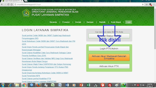 Cara menambahkan ptk baru pada simpatika kemenag MI