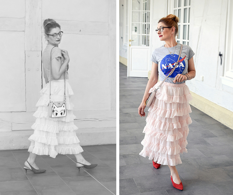 Modetipps für Frauen über 40, was trage ich mit über 40 Rüschen und Volants in Rosa, Look stylish aufbrechen