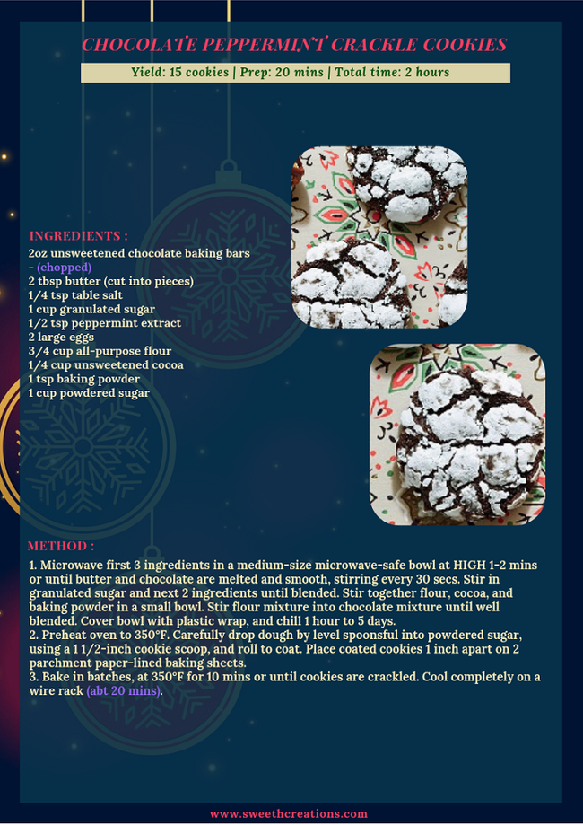 CHOCOLATE PEPPERMINT CRACKLE COOKIES RECIPE