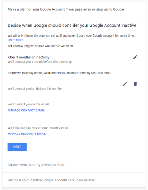 تعيين التاريخ التلقائي لحذف حساب جوجل بعد موتك 