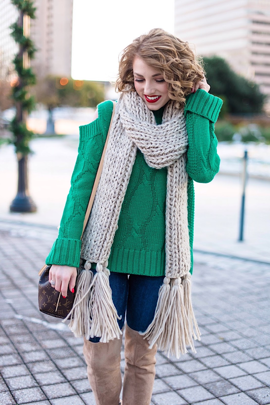 Cold Shoulder Sweater & Cozy Scarf - Something Delightful by Rachel M.  Timmerman