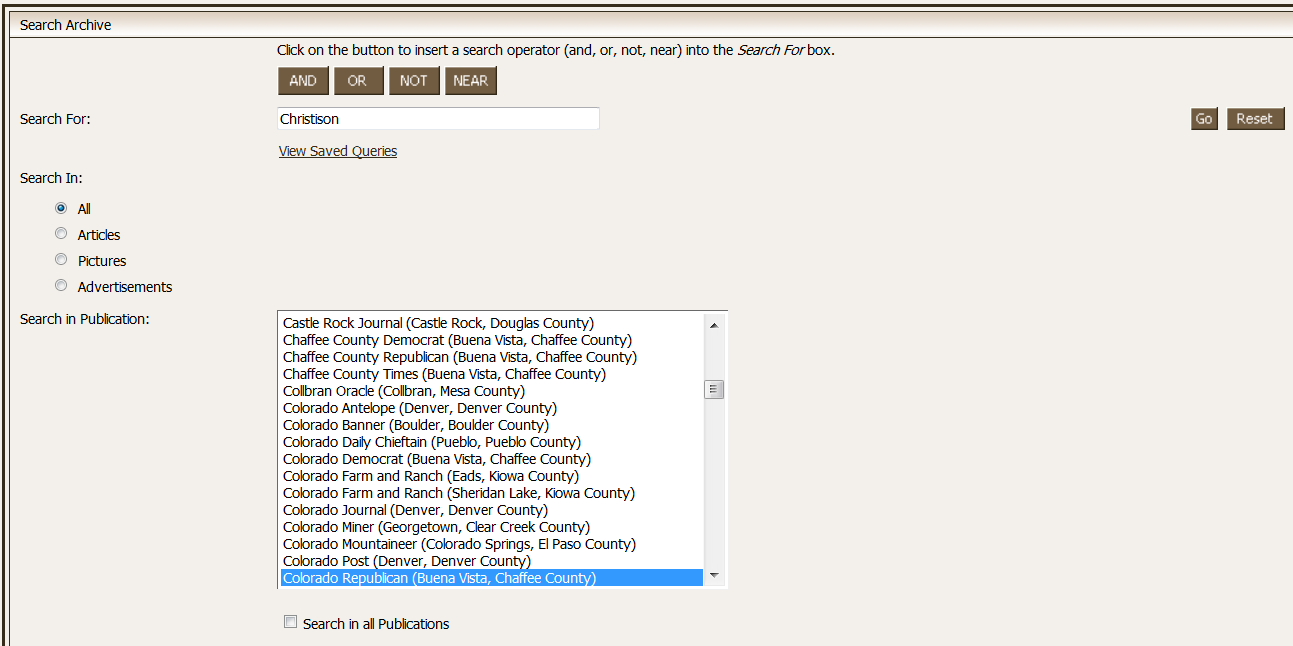Colorado Reflections Colorado Historic Newspapers Collection