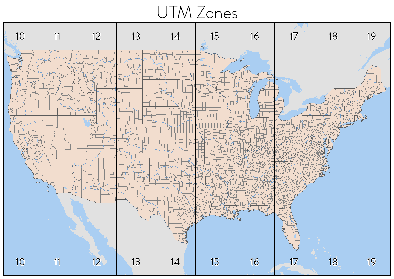 Nerd tips for things you probably won't use: Higher Quality UTM Zones Map