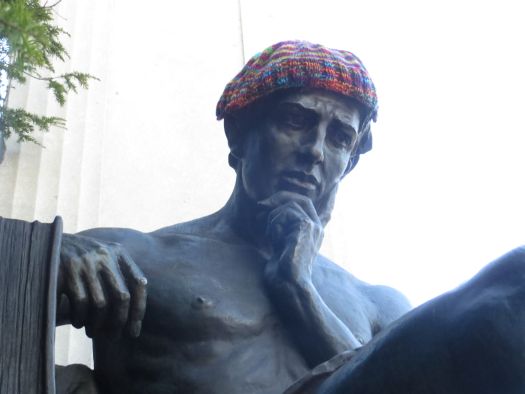 Yarnbombing A Statue: Hat Edition