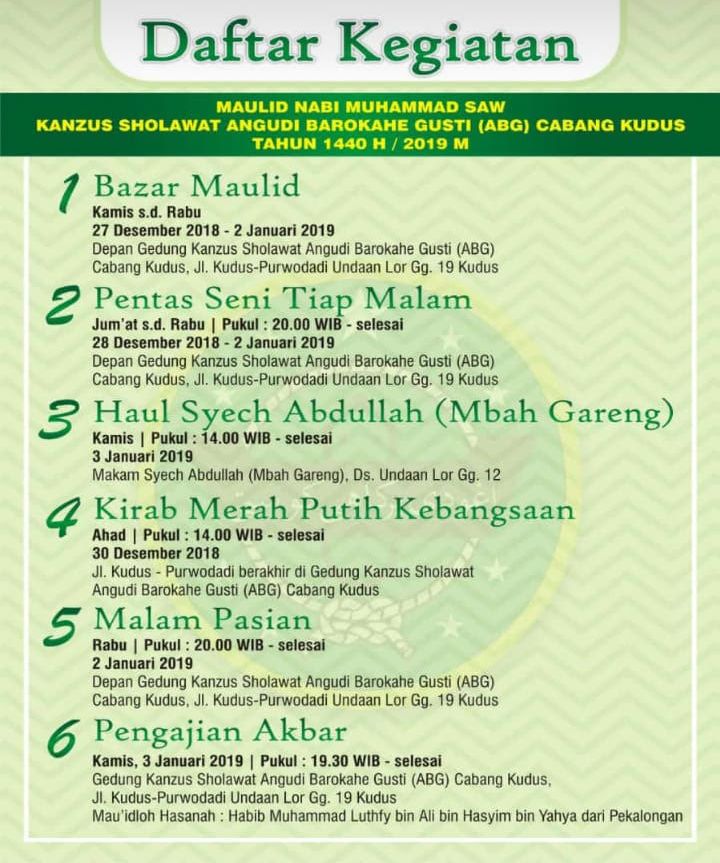 Rangkaian Acara Maulid Nabi 1440 H Kanzus Sholawat Kudus - Musholla