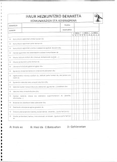 Pausoak: Practicum, egunerokoa: P.D., ikasleen ebaluaziorako orriak