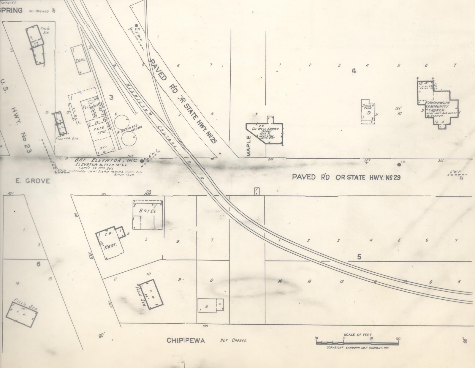 Kawkawlin Village History 1950 Maps updated 1963