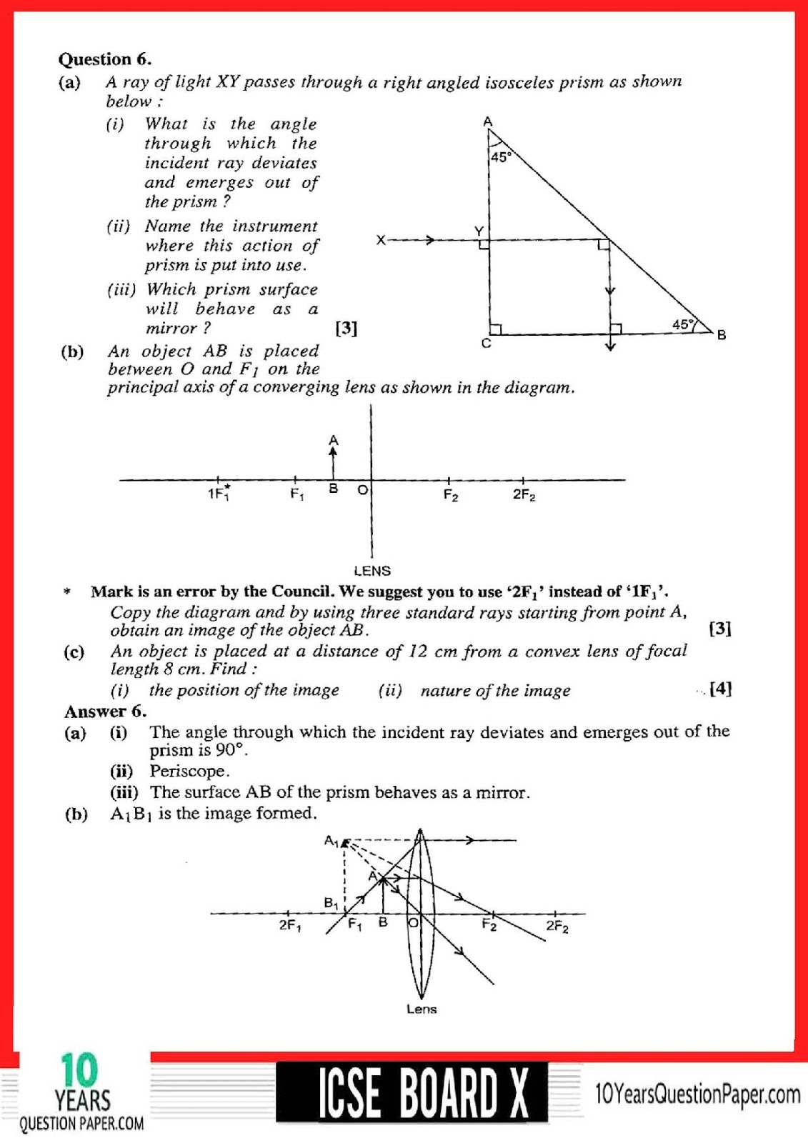 2018 Physics Class 10 ICSE board Question Paper ICSE Physics Solved Question Paper 2018