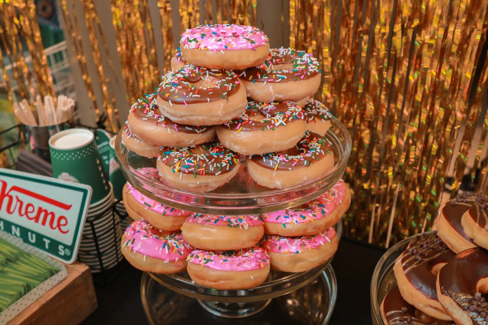 Krispy Kreme Strawberry and Chocolate Sprinkles Doughnuts