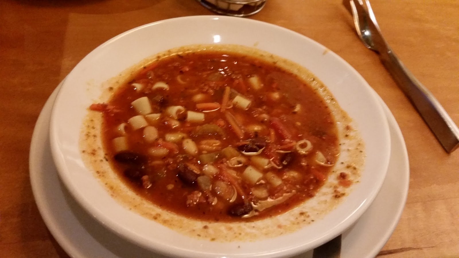 While You Are Dining Soup and Salad for Lunch at Olive Garden