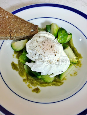 Poached Egg, Brussels Sprouts, Salsa Verde