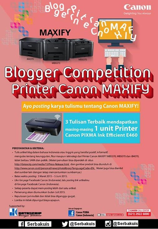 Kontes Blog Printer Canon Maxify Hadiah 3 Printer Gratis