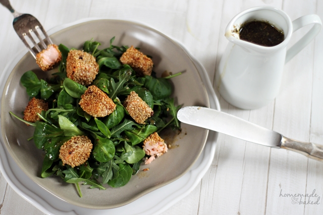 homemade and baked Food-Blog: {Rezept} Salat mit Sesam-Lachs-Würfel und ...