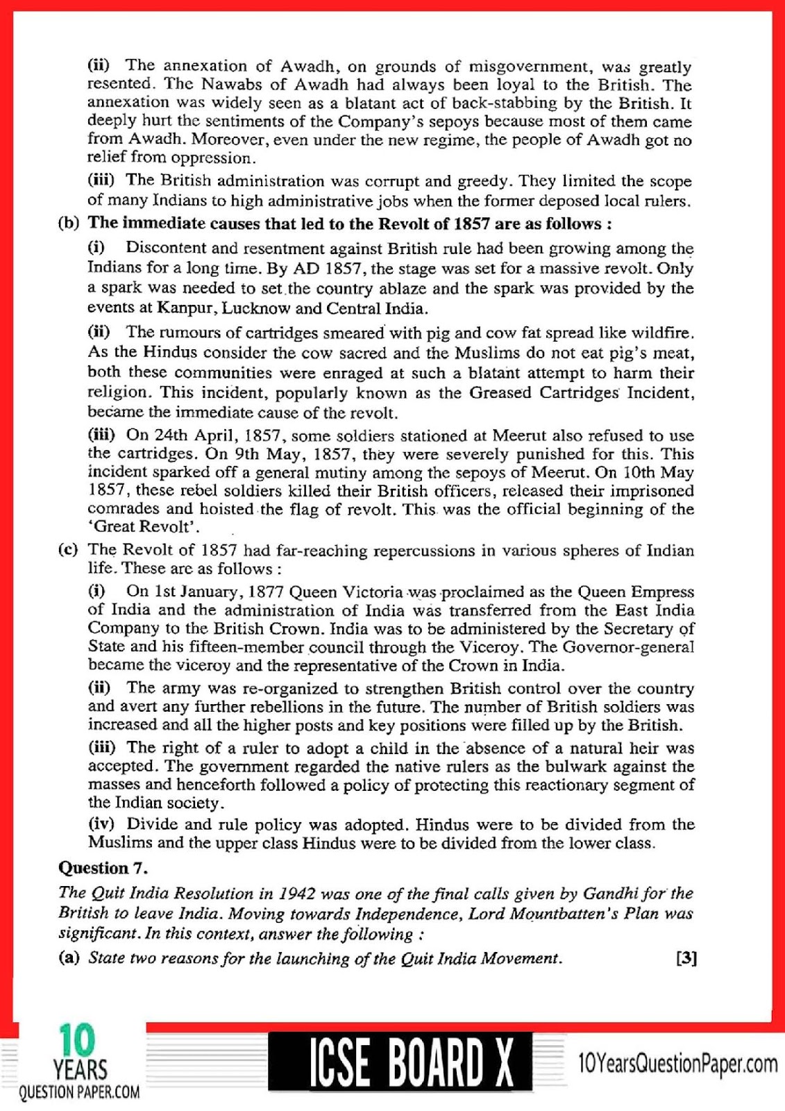 2018 History & Civics Class 10 ICSE board Question Paper ICSE History & Civics Solved Question Paper 2018